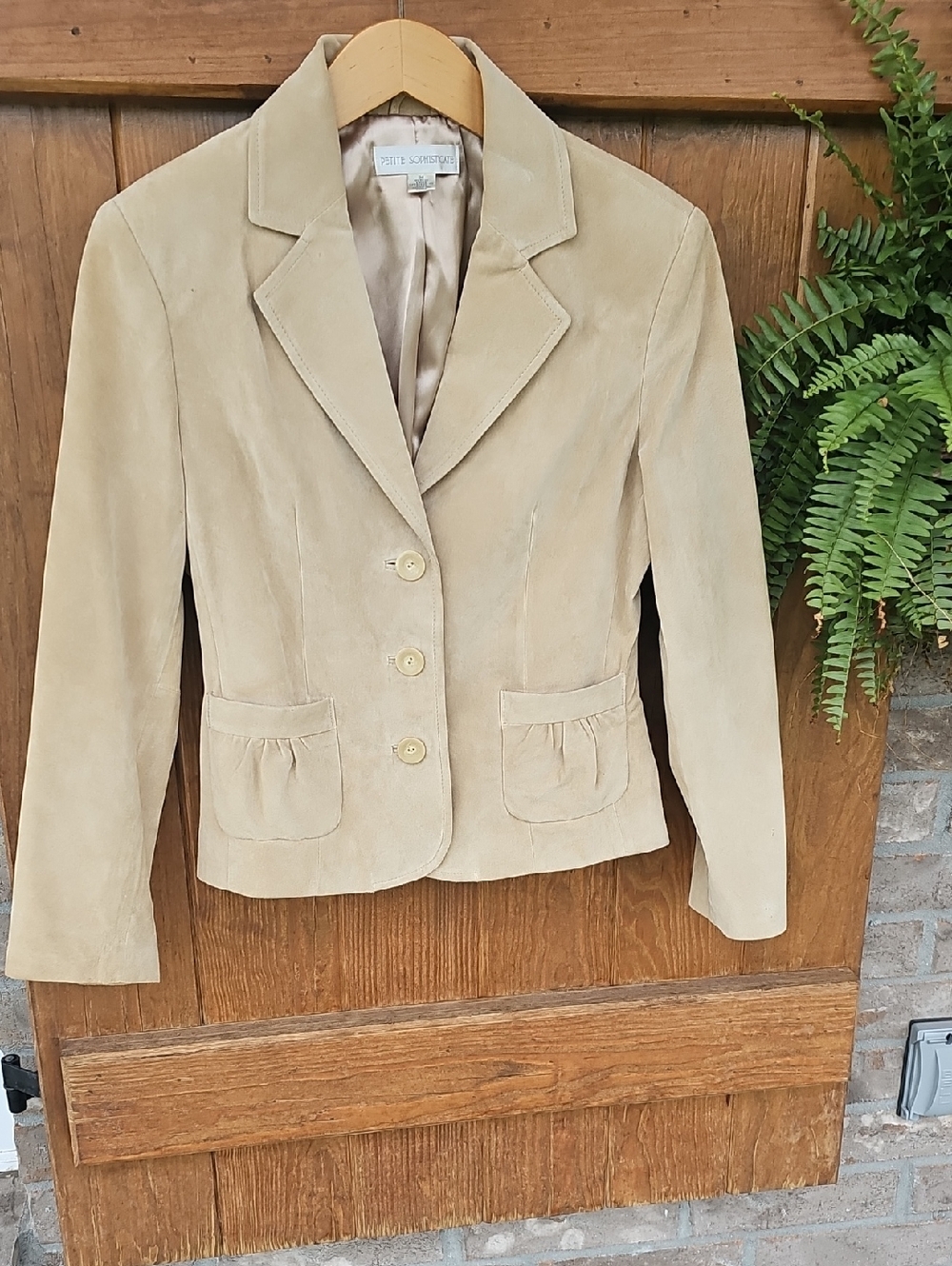 Petite Sophisticate Beige Suede Blazer Jacket